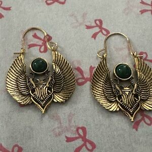 Gold Winged Earrings with Green Stone
Affordable fashion